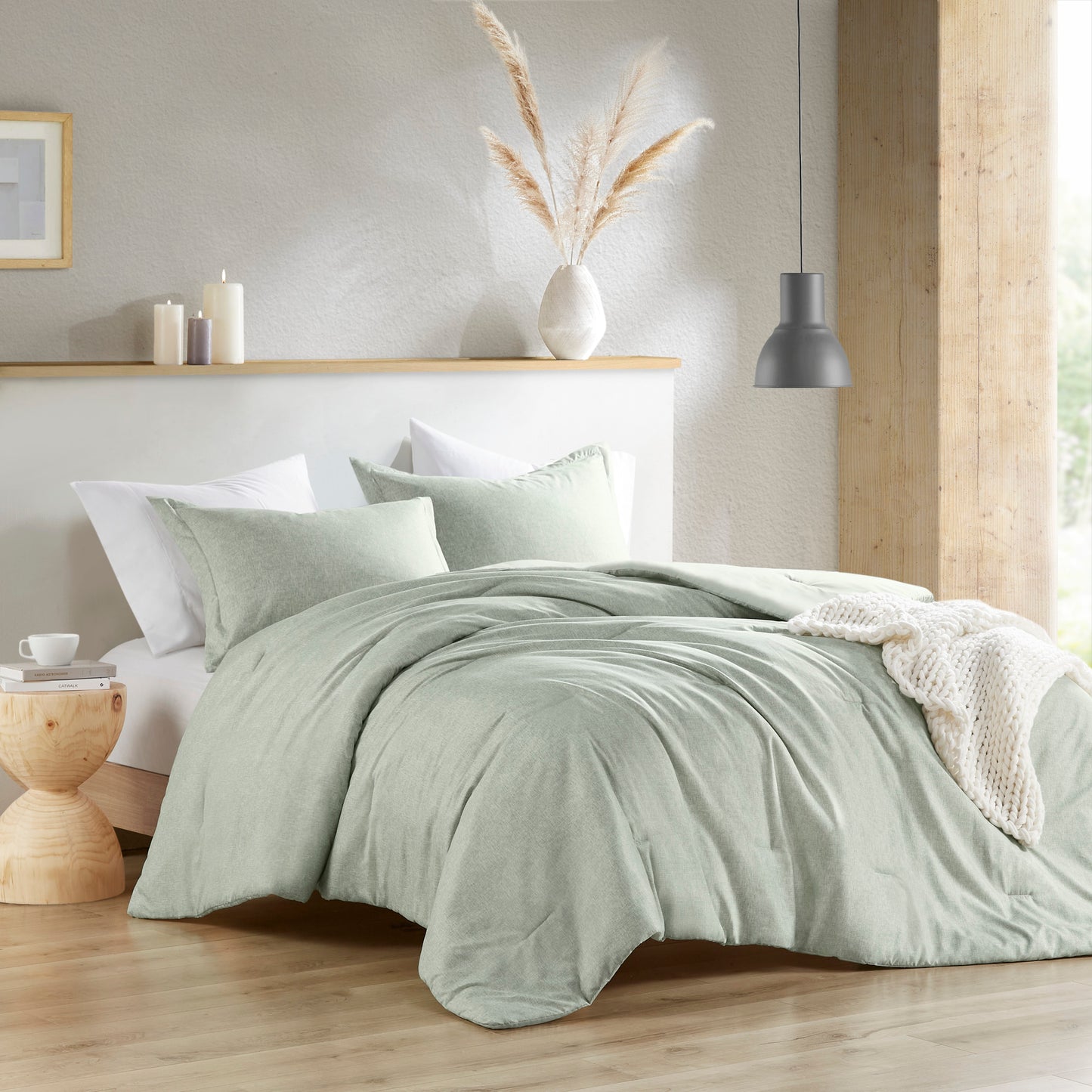 Camden Chambray Print Solid Comforter Set