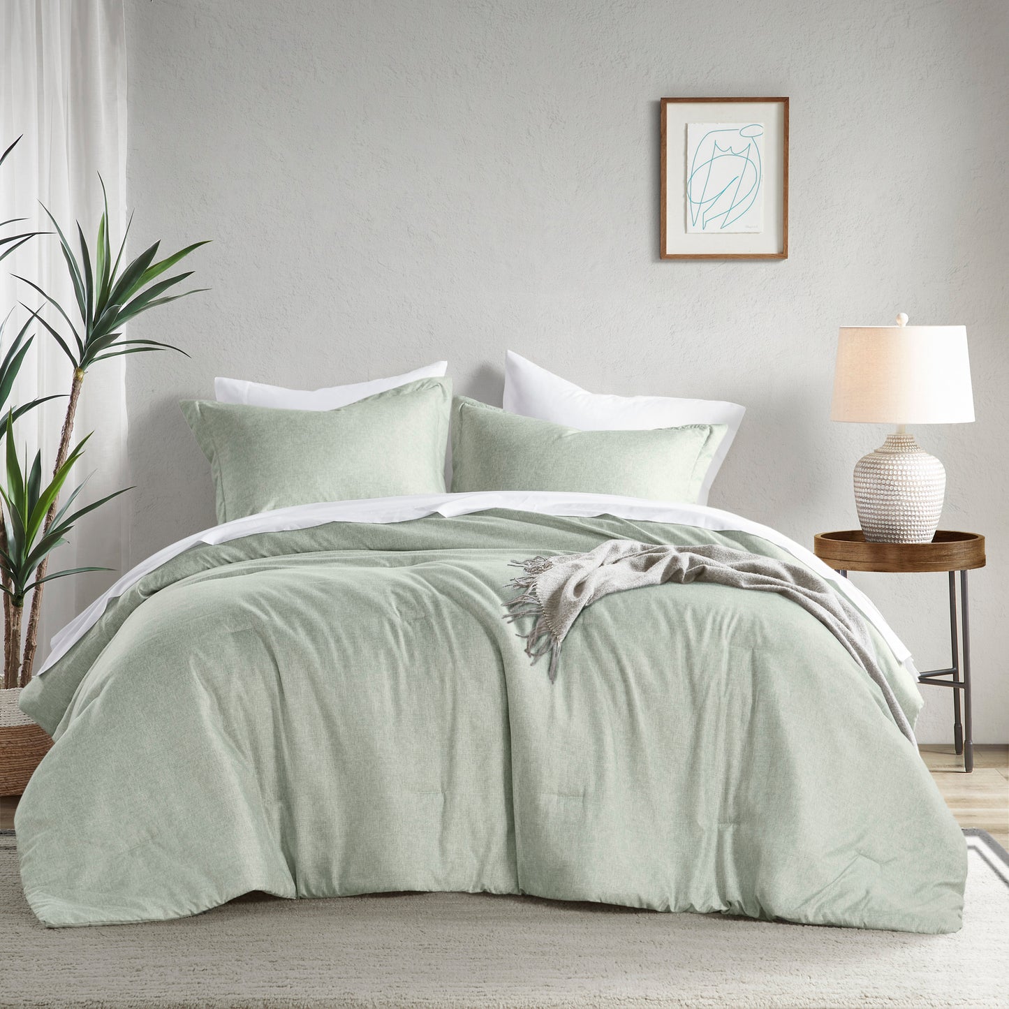 Camden Chambray Print Solid Comforter Set