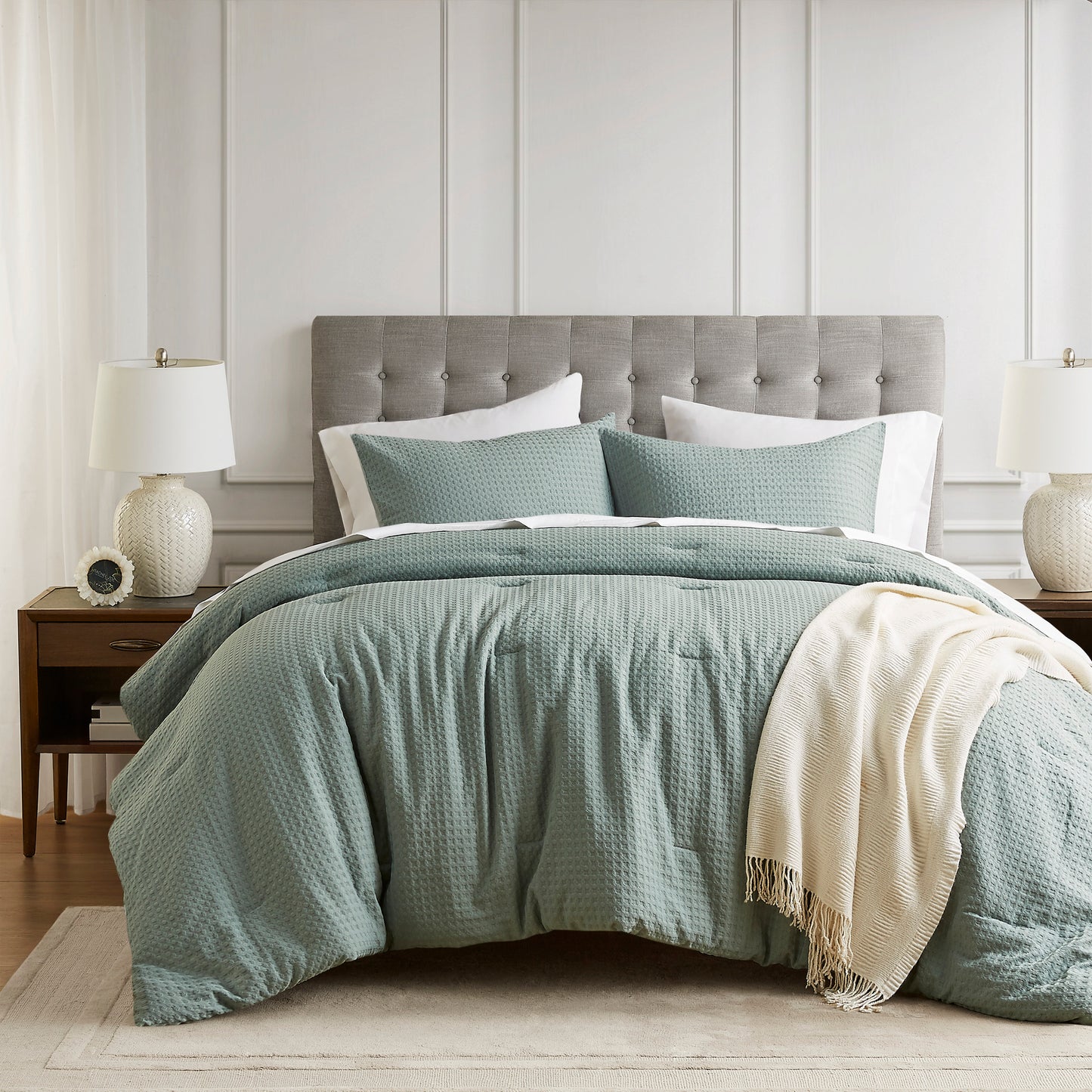 Mina Waffle Weave Textured Comforter Set