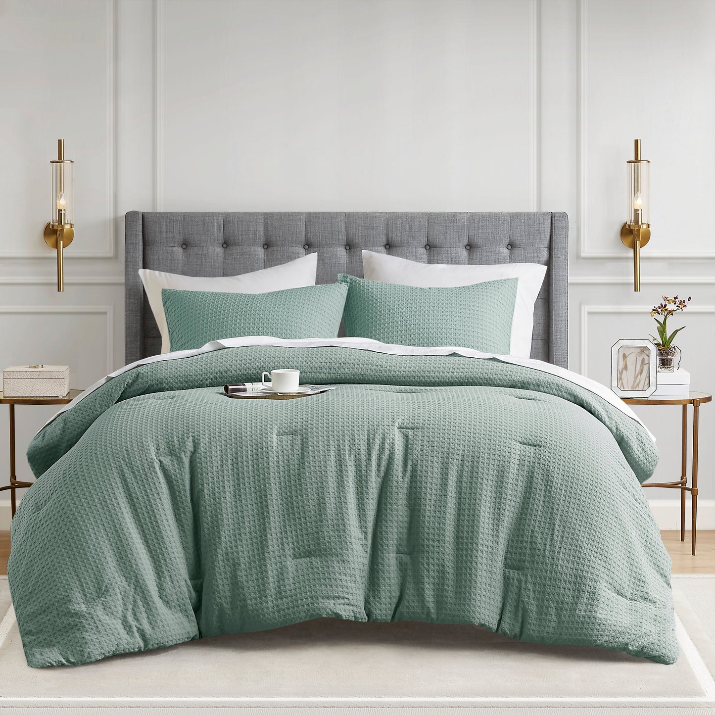 Mina Waffle Weave Textured Comforter Set