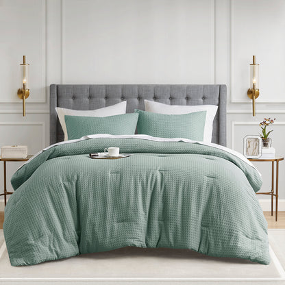 Mina Waffle Weave Textured Comforter Set