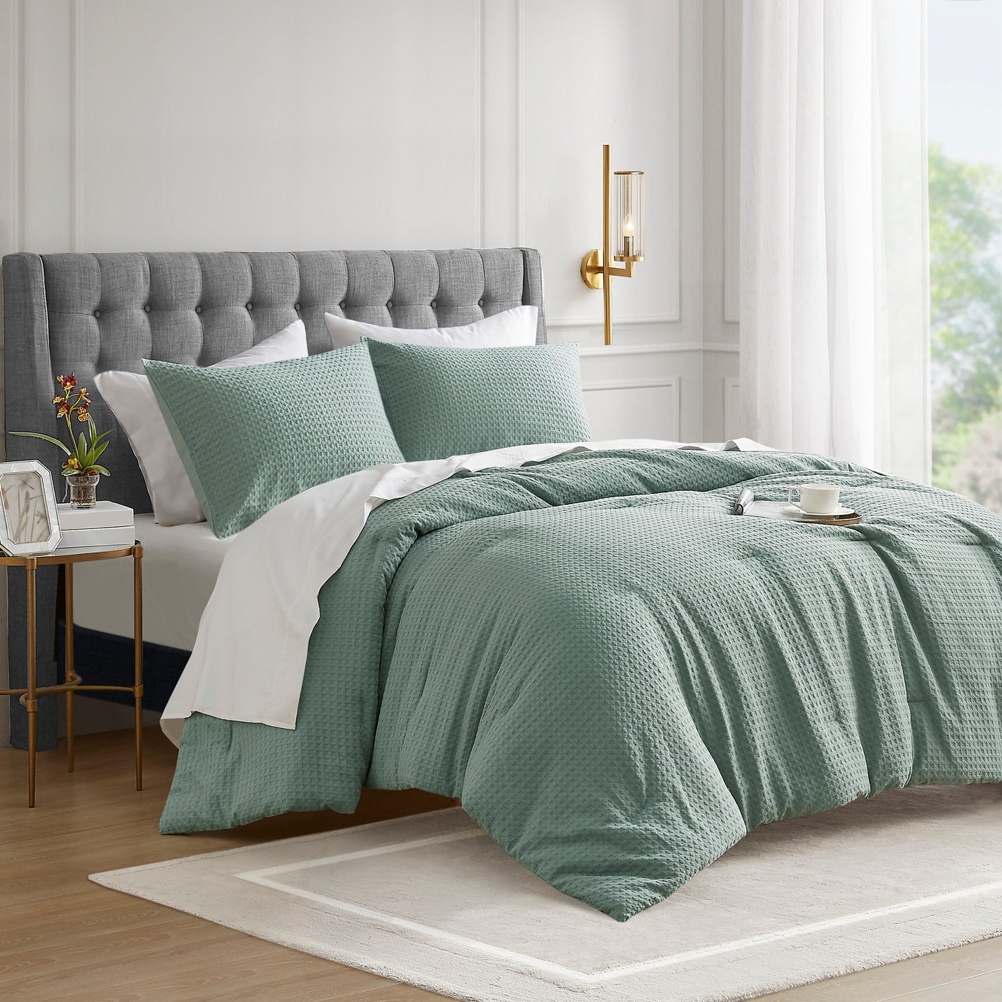 Mina Waffle Weave Textured Comforter Set