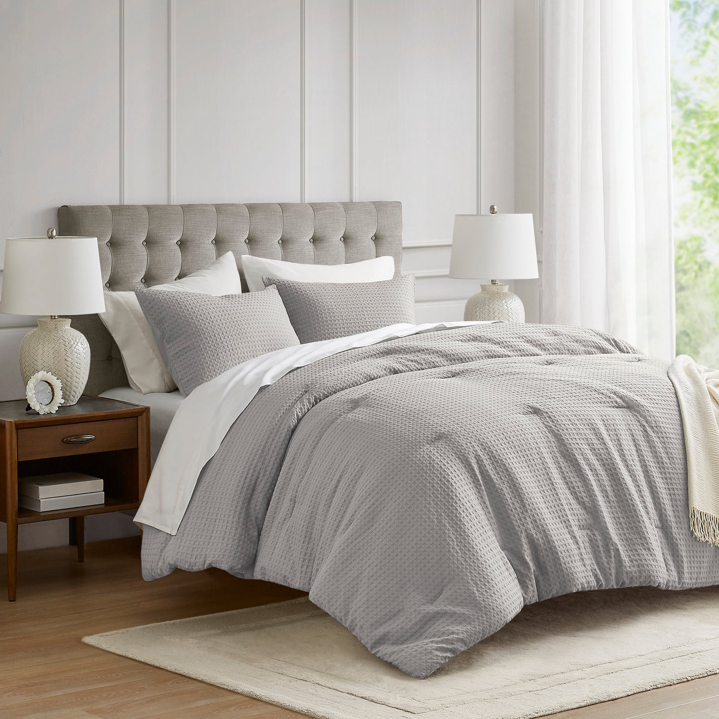 Mina Waffle Weave Textured Comforter Set