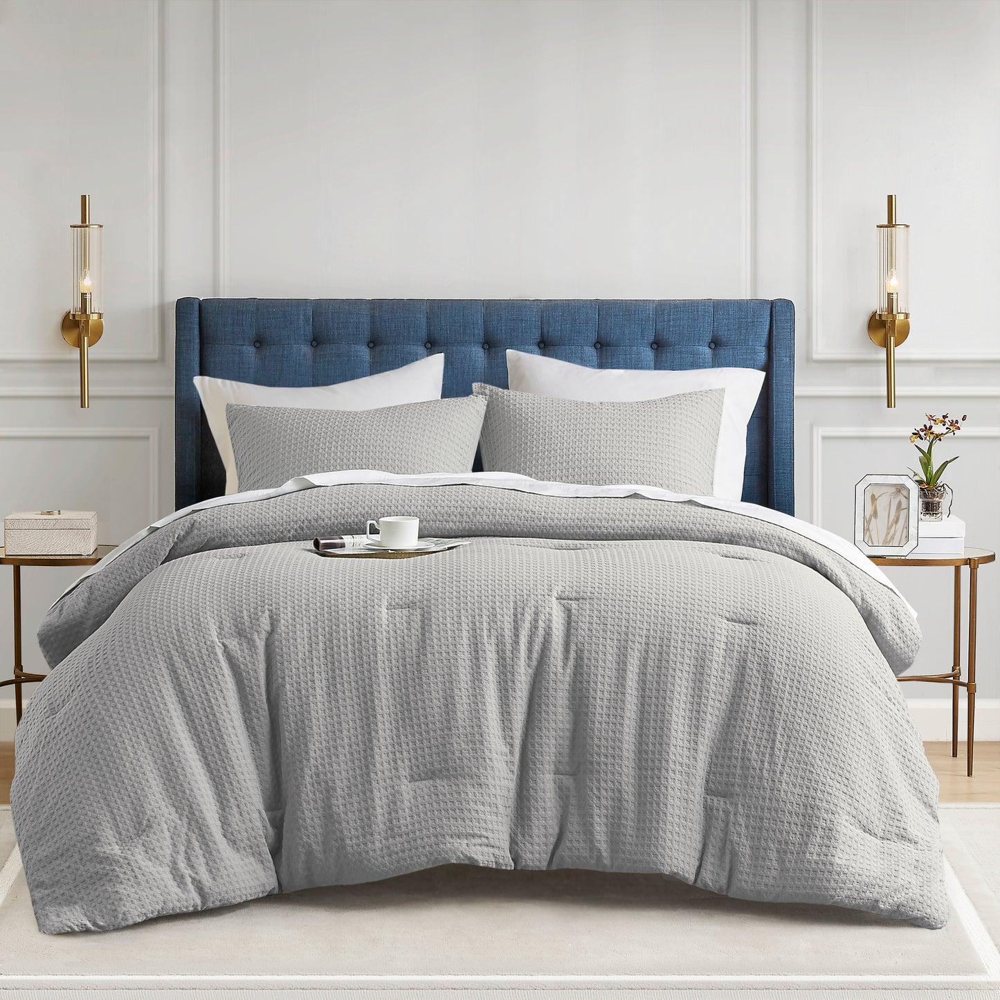 Mina Waffle Weave Textured Comforter Set