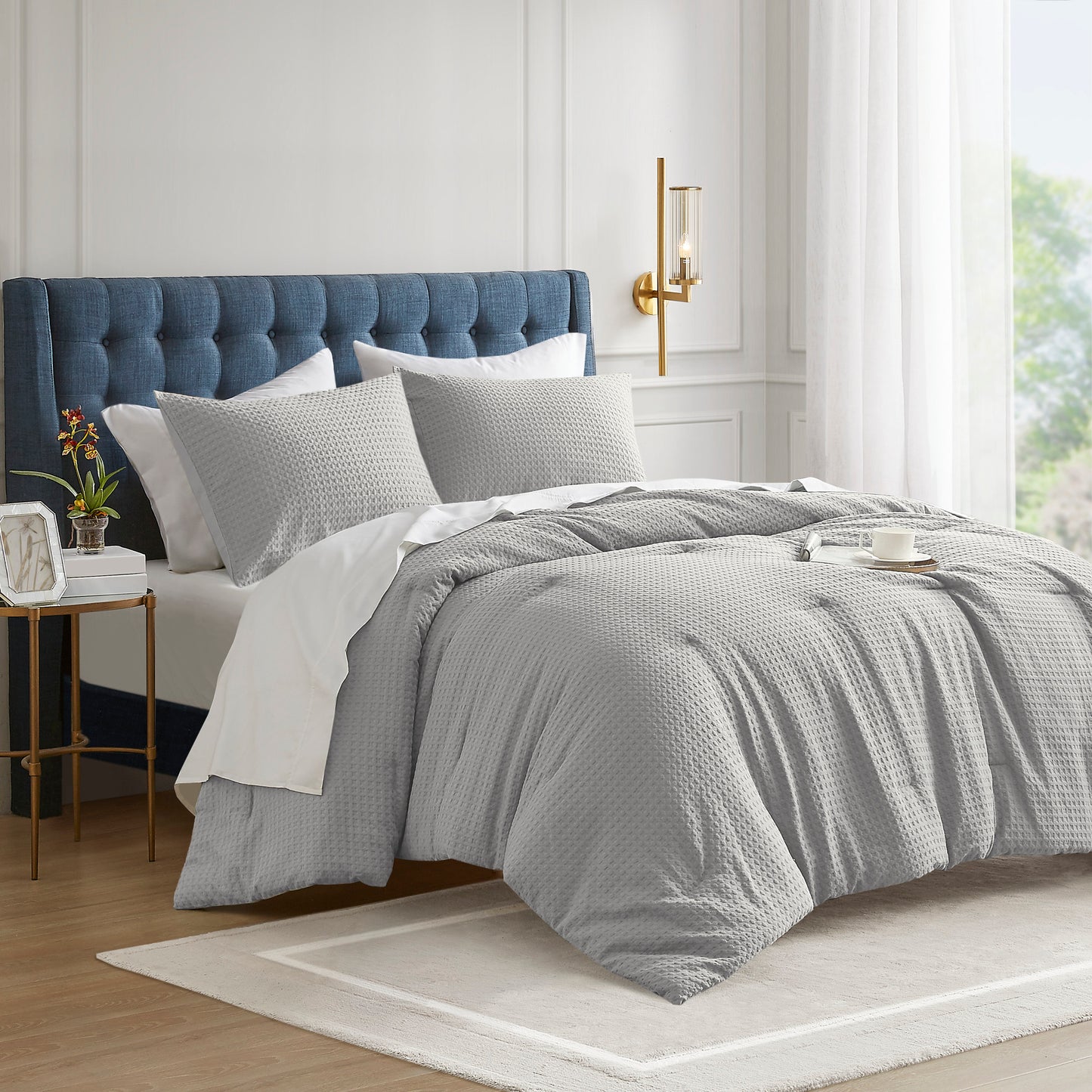 Mina Waffle Weave Textured Comforter Set
