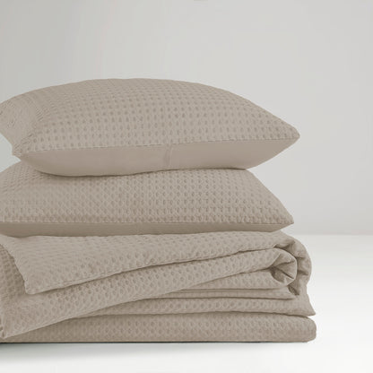 Mina Waffle Weave Textured Comforter Set