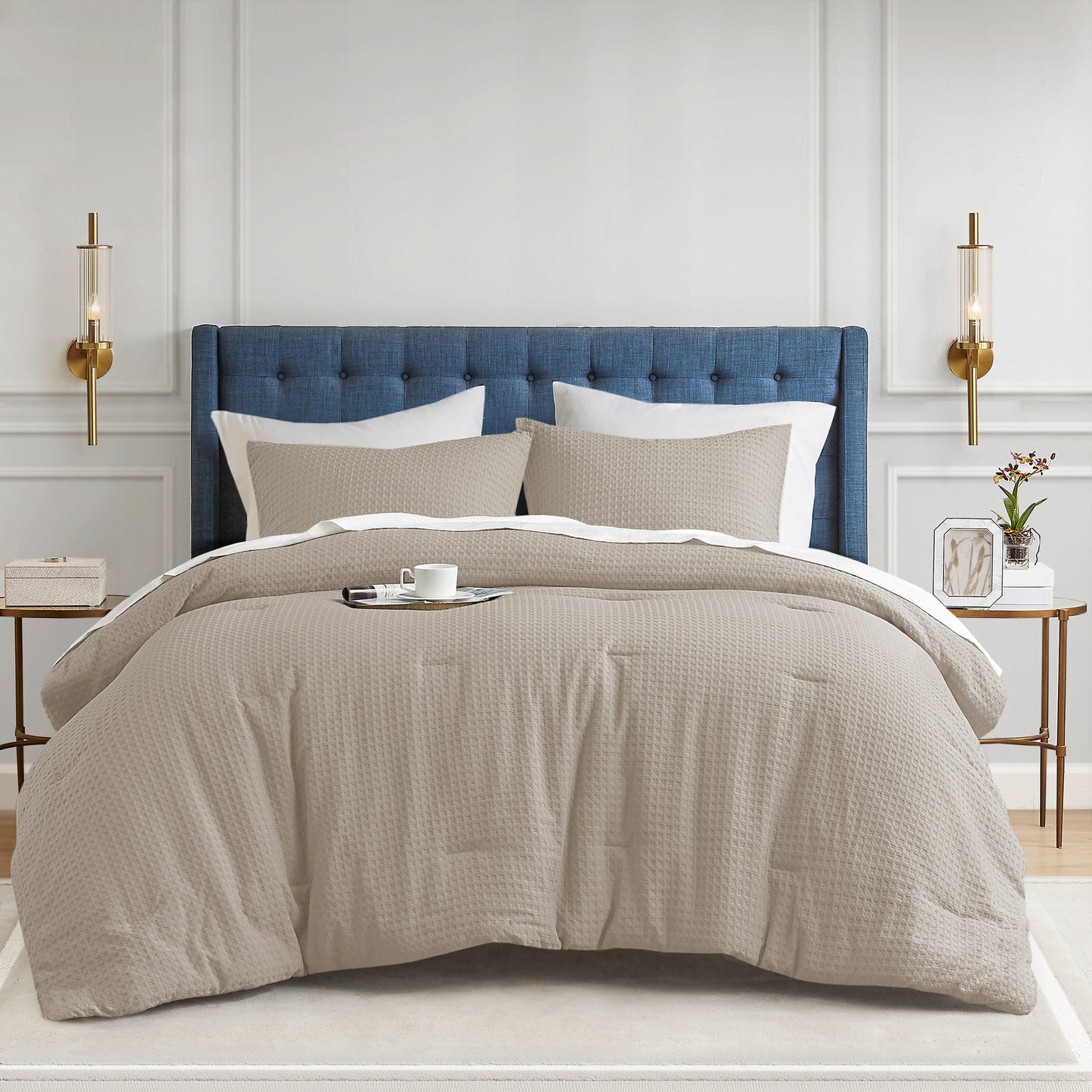 Mina Waffle Weave Textured Comforter Set