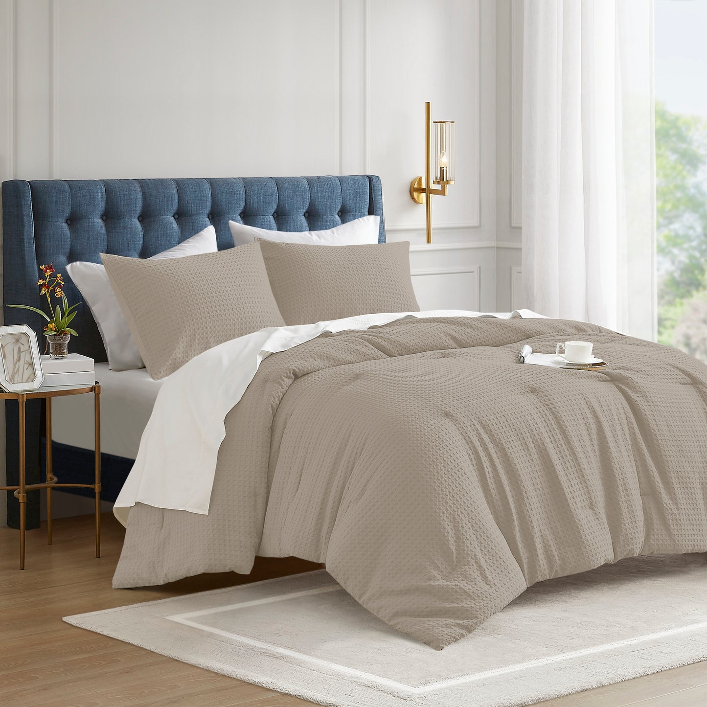 Mina Waffle Weave Textured Comforter Set