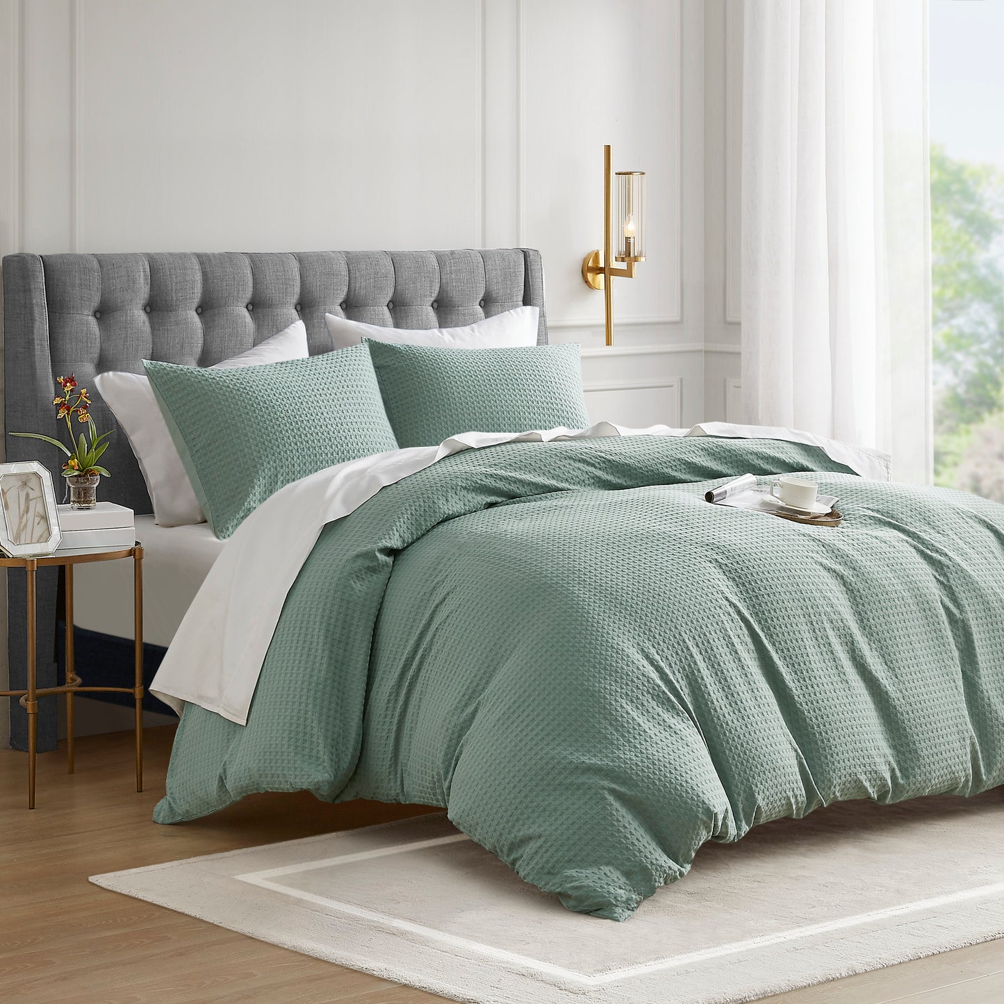 Mina Waffle Weave Textured Duvet Cover Set