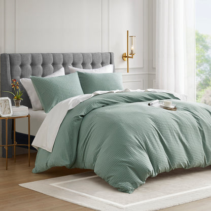 Mina Waffle Weave Textured Duvet Cover Set