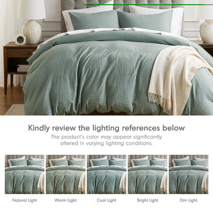 Mina Waffle Weave Textured Duvet Cover Set
