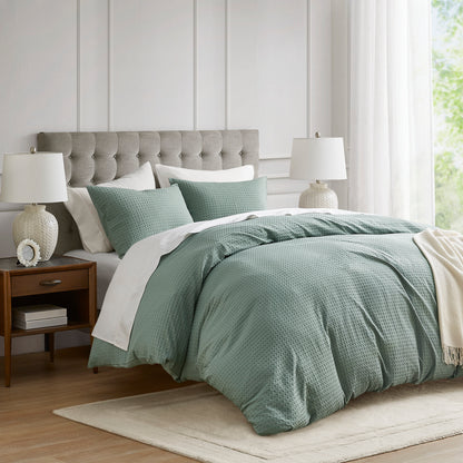 Mina Waffle Weave Textured Duvet Cover Set