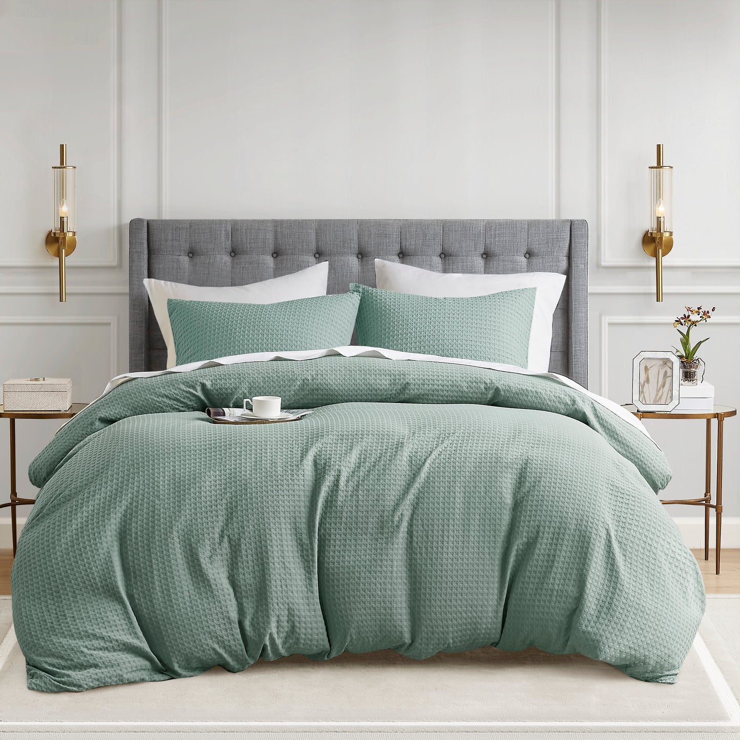 Mina Waffle Weave Textured Duvet Cover Set