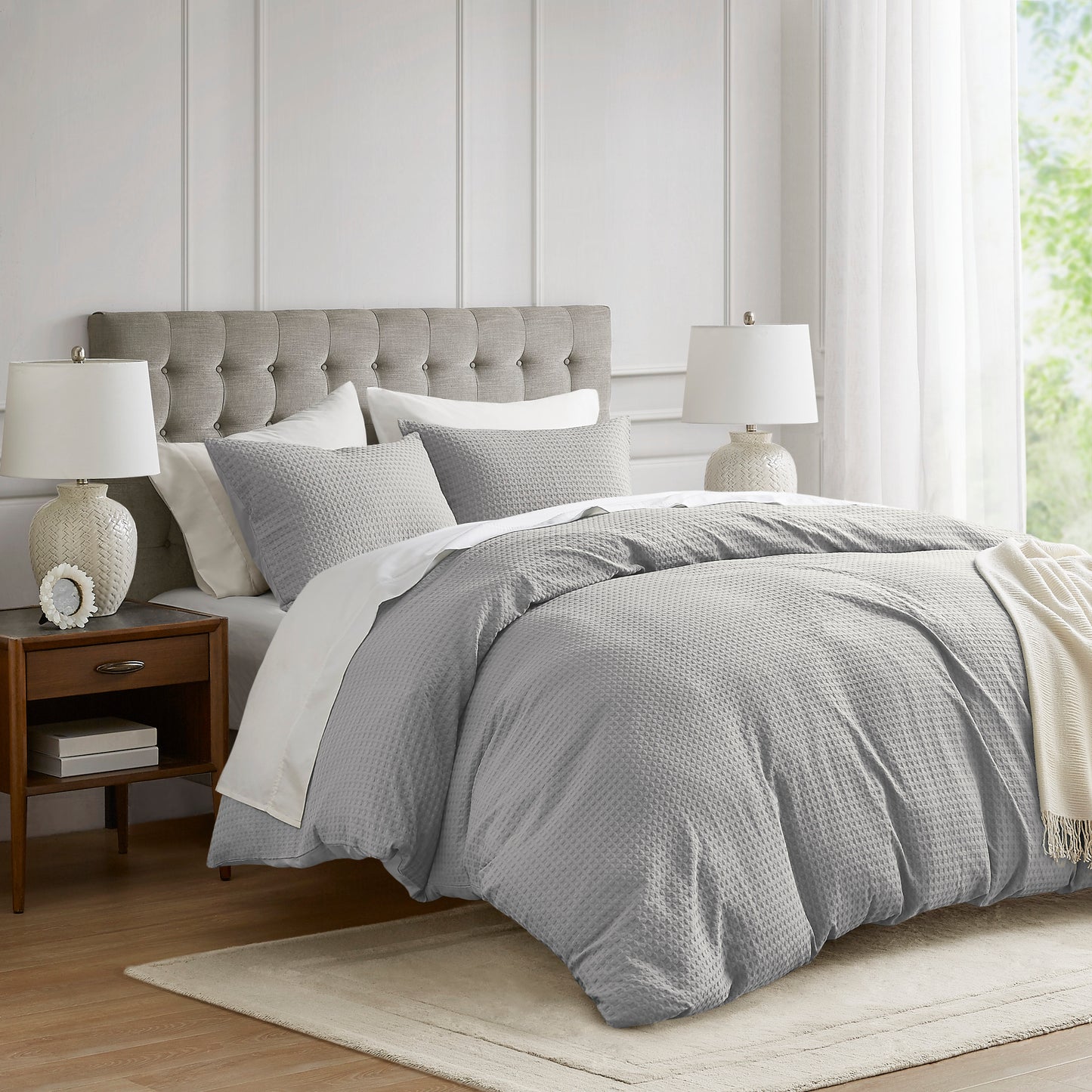 Mina Waffle Weave Textured Duvet Cover Set