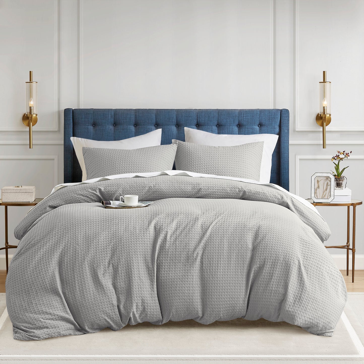 Mina Waffle Weave Textured Duvet Cover Set
