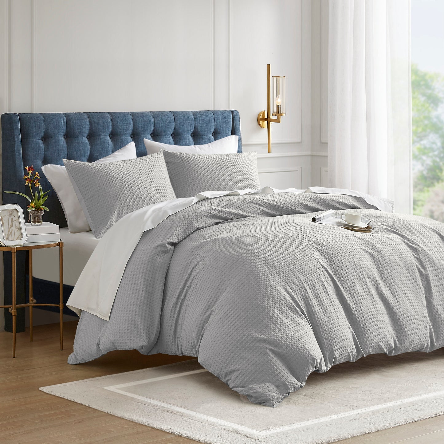 Mina Waffle Weave Textured Duvet Cover Set