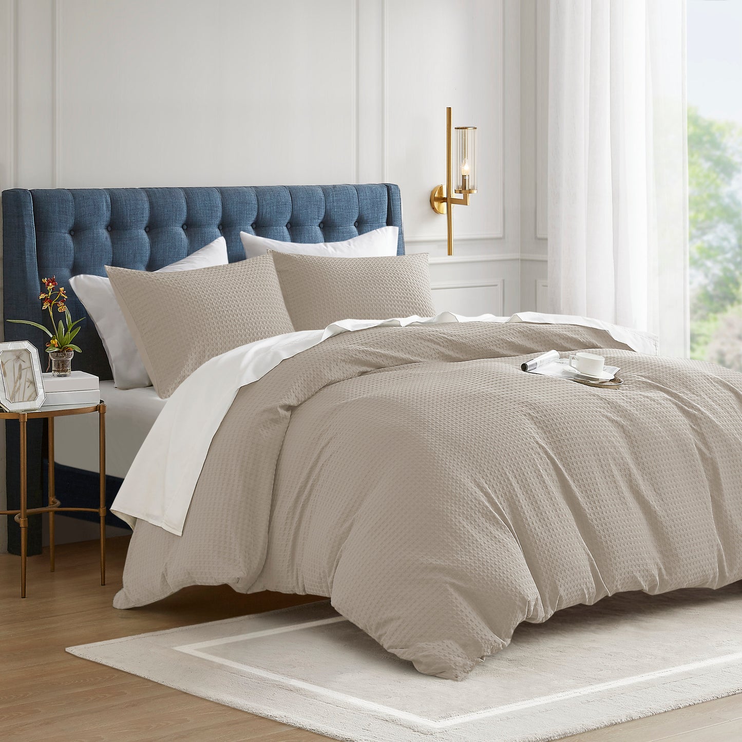Mina Waffle Weave Textured Duvet Cover Set