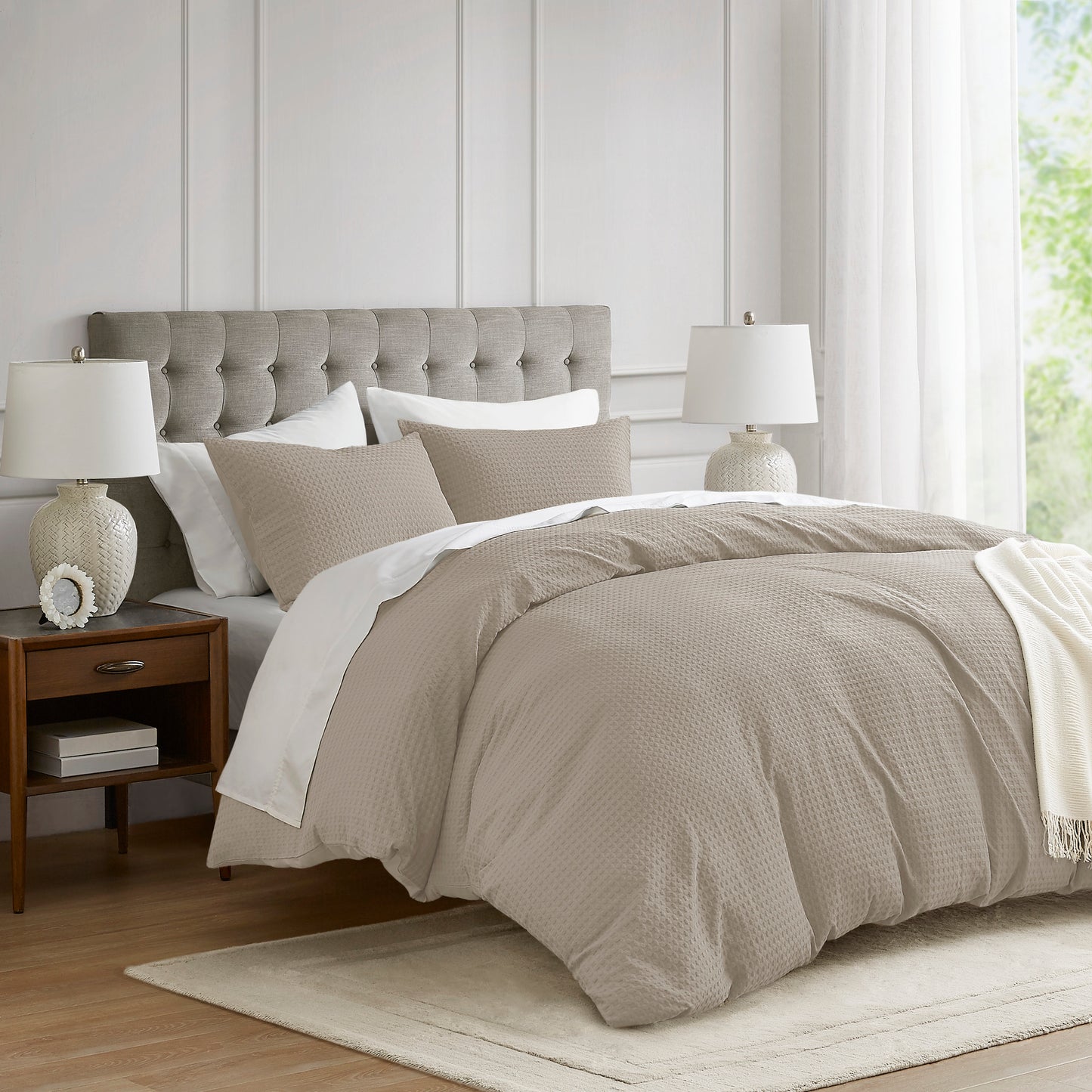 Mina Waffle Weave Textured Duvet Cover Set