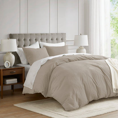 Mina Waffle Weave Textured Duvet Cover Set