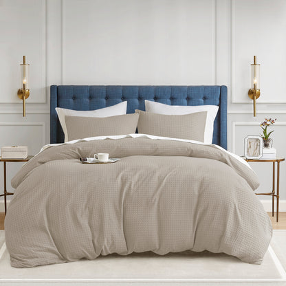 Mina Waffle Weave Textured Duvet Cover Set