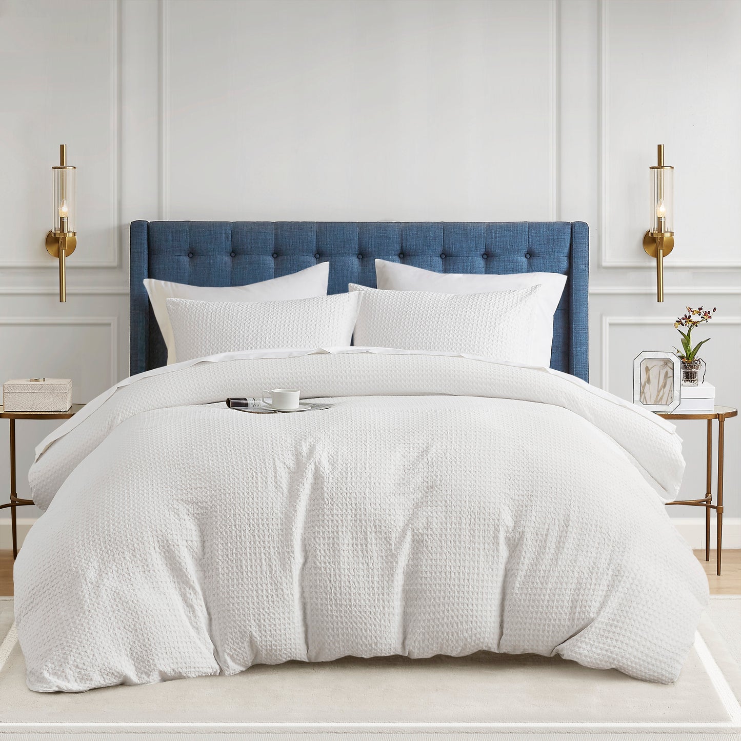 Mina Waffle Weave Textured Duvet Cover Set