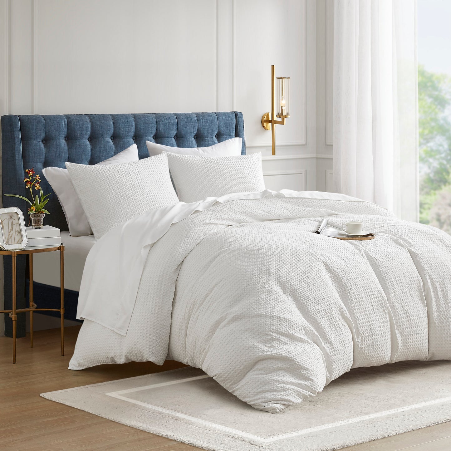 Mina Waffle Weave Textured Duvet Cover Set
