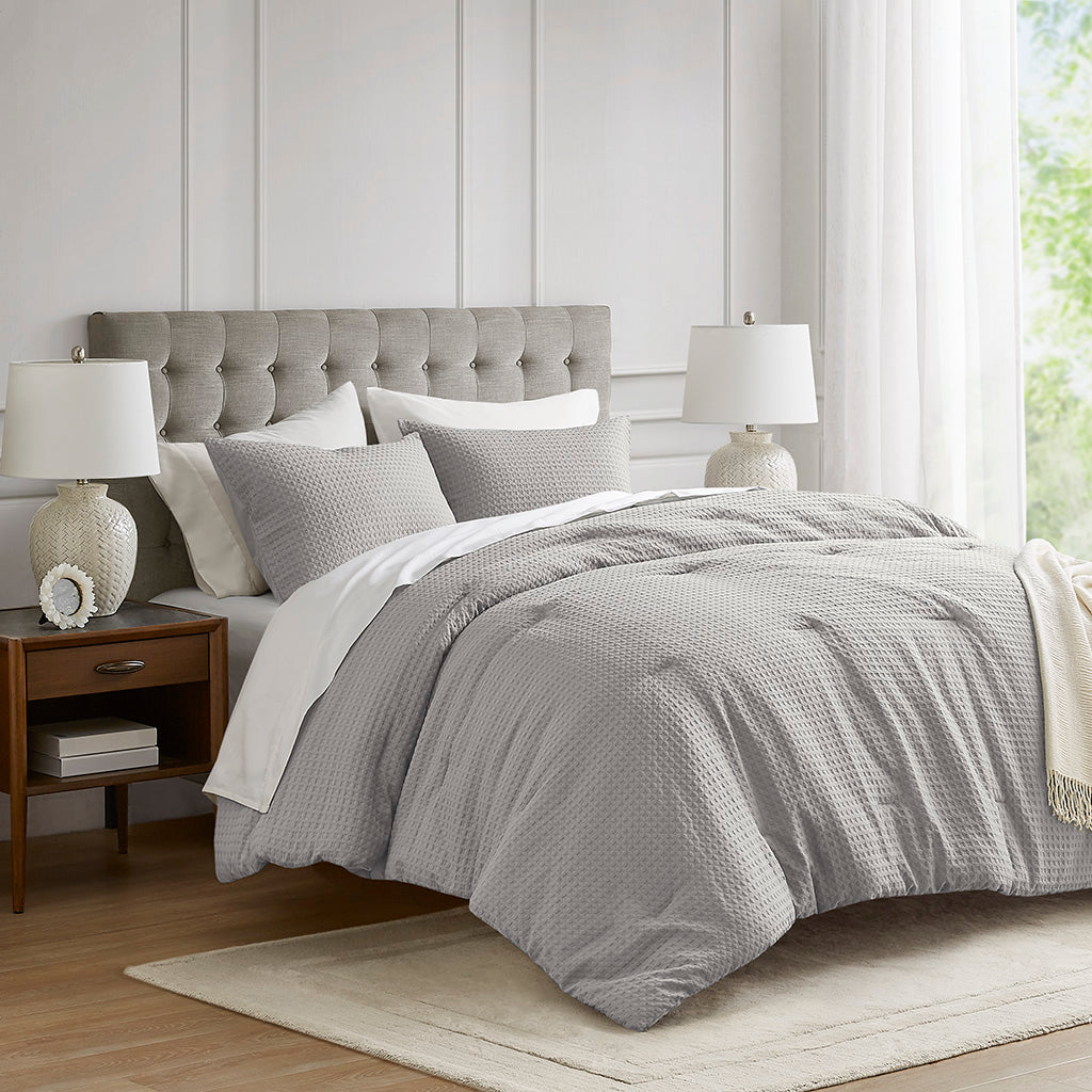 Comfort Spaces Waffle Weave Textured Comforter Set