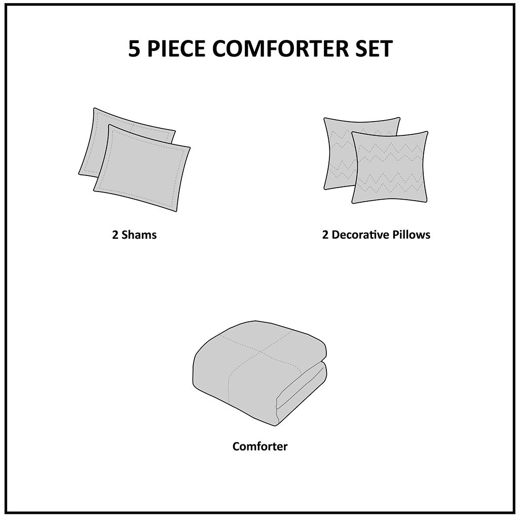 Donnell Embroidered 5 Piece Comforter Set