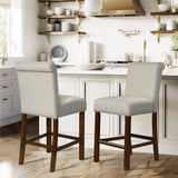 Aubrey Upholstered Counter Stool with Nailhead Trim (Pack of 2)