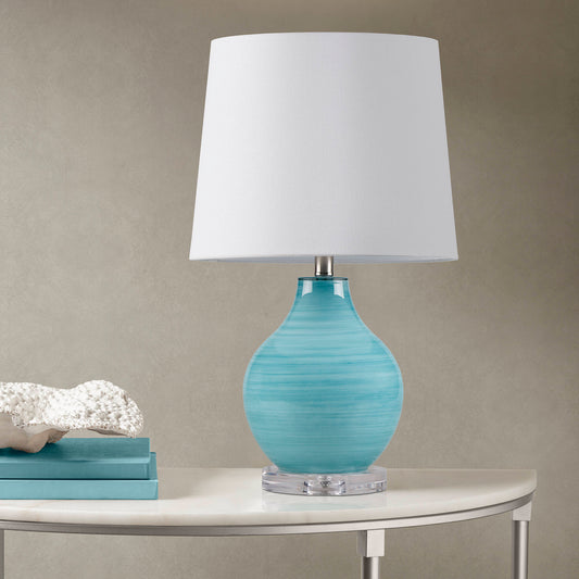 510 Design Blue Aqua Swirl Blown Glass Table Lamp