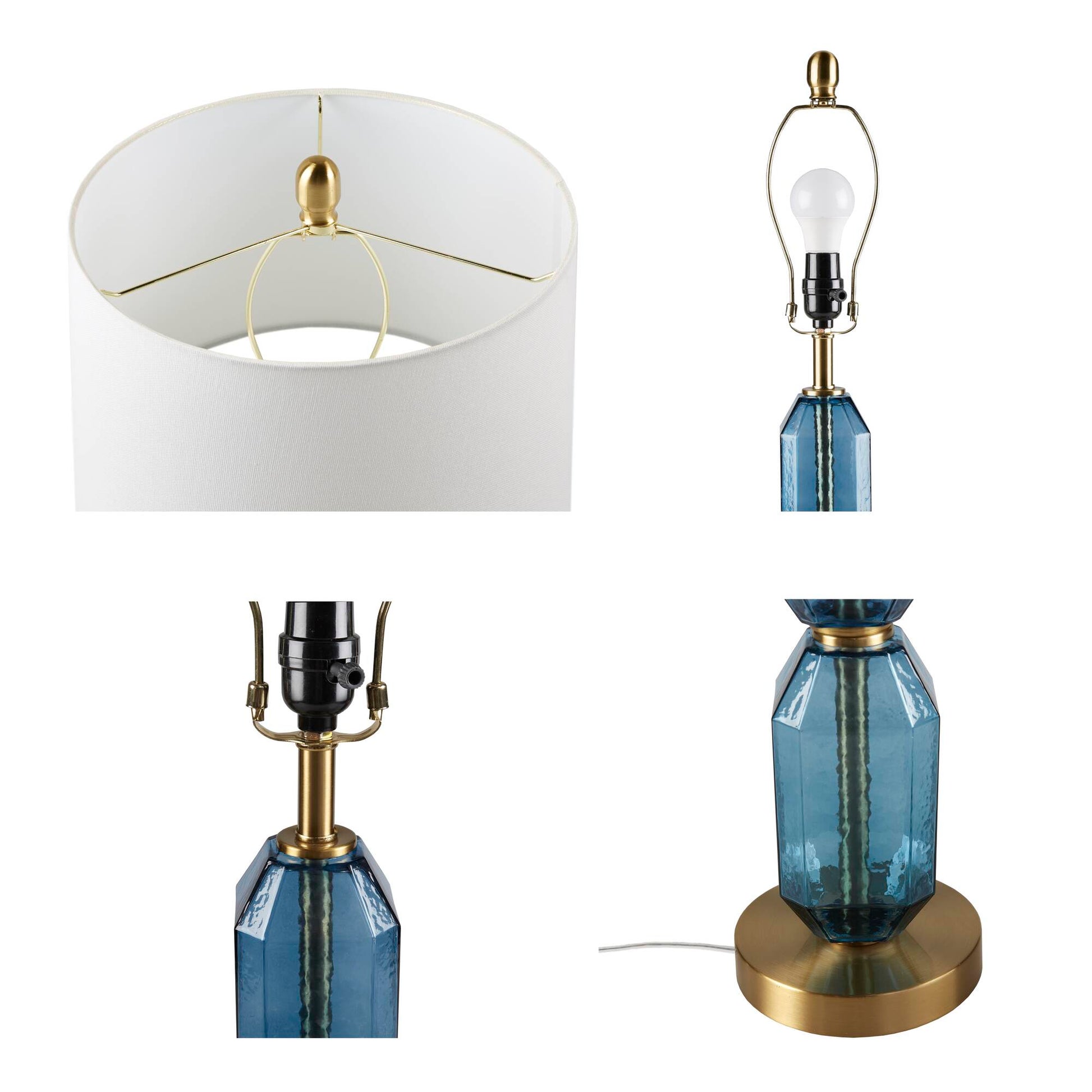 510 Design Faceted Blue Glass Table Lamp