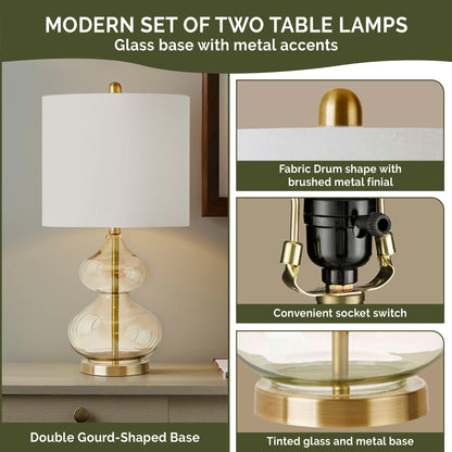 510 Design Curved Glass Table Lamp, Set of 2