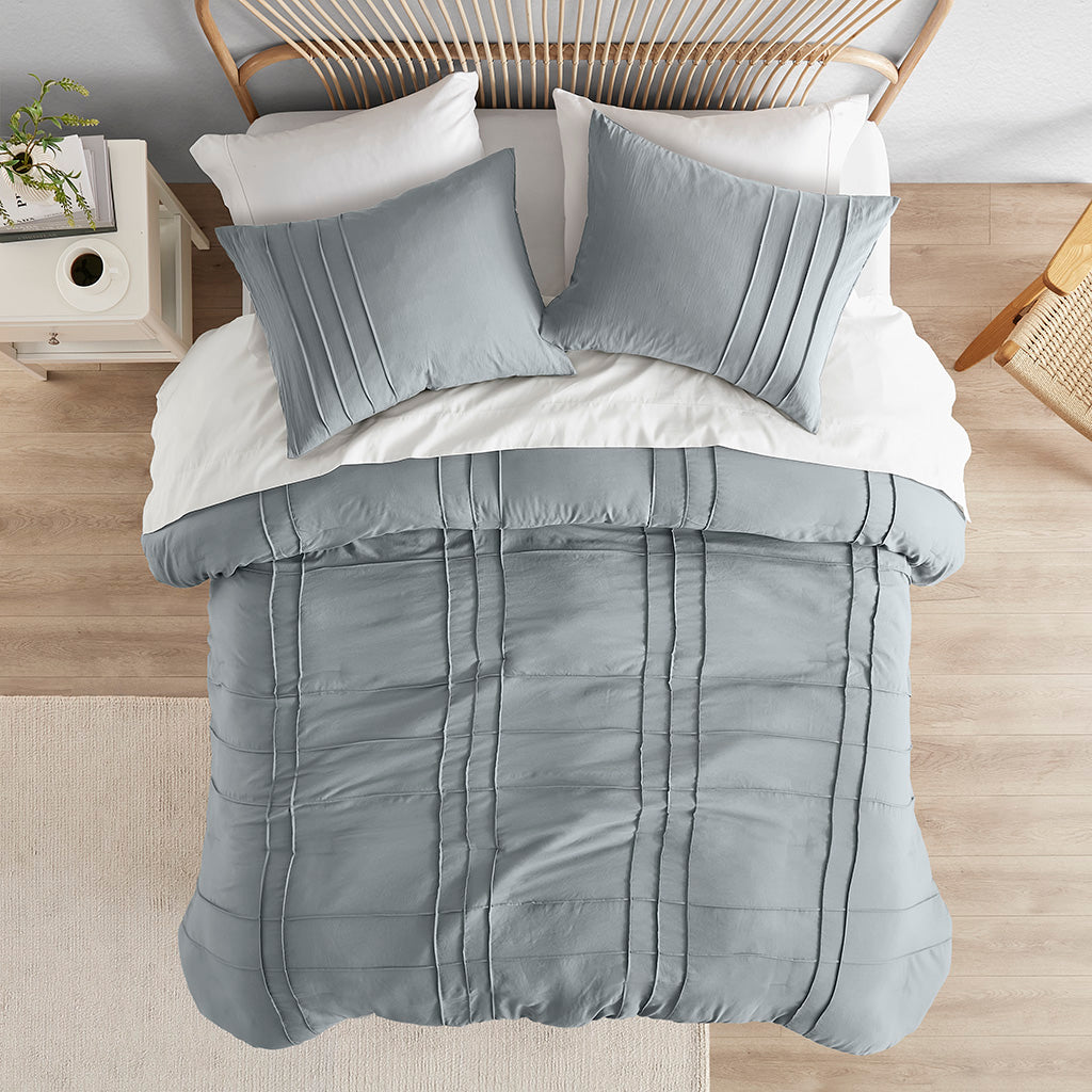 Comfort Spaces Soft Washed Pleated Comforter Set