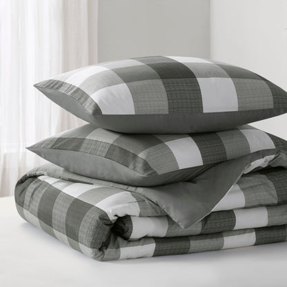 Comfort Spaces Plaid Check Printed Comforter Set