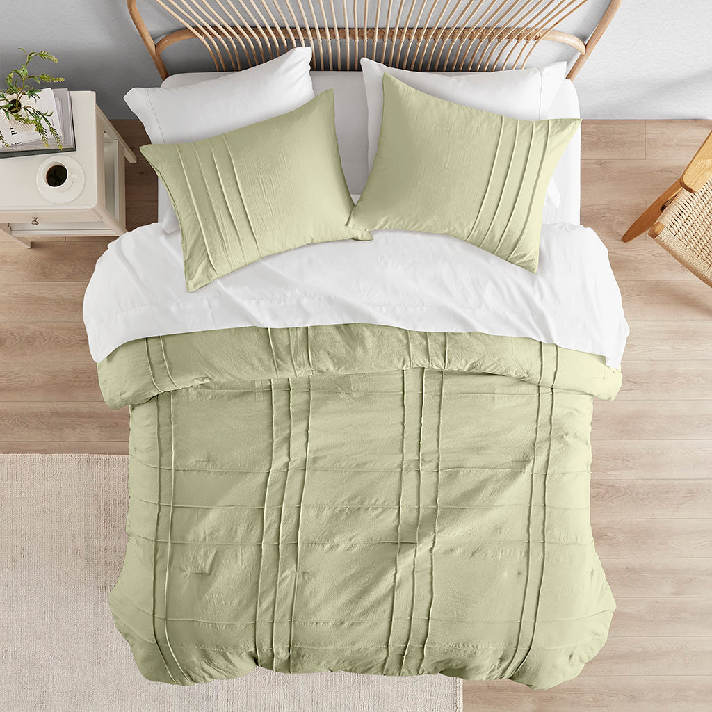 Comfort Spaces Soft Washed Pleated Comforter Set