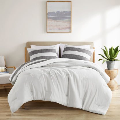 Comfort Spaces Stripe Textured Print Comforter Set