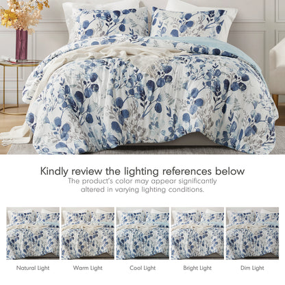 Comfort Spaces Reversible Floral Botanical Seersucker Comforter Set