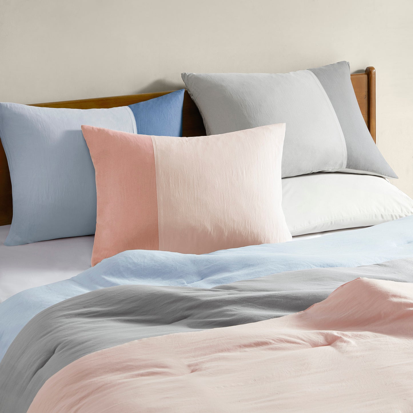 Comfort Spaces Soft Washed Color Block Comforter Set