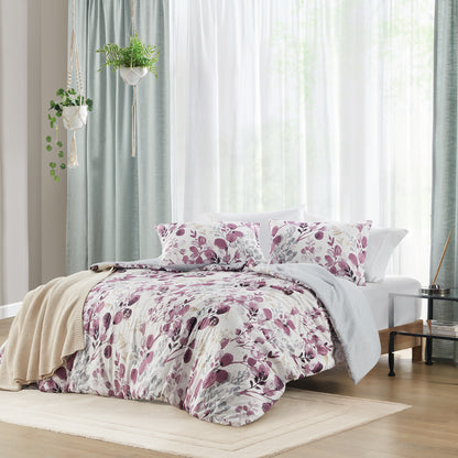 Comfort Spaces Reversible Floral Botanical Seersucker Comforter Set