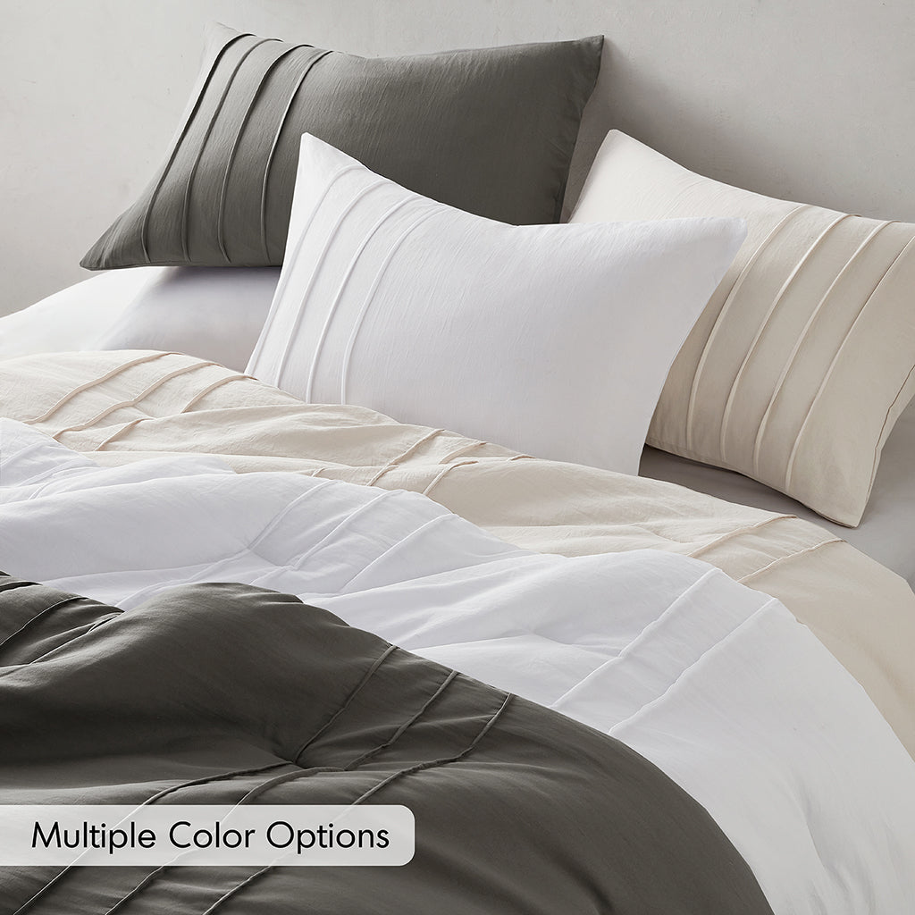 Comfort Spaces Soft Washed Pleated Comforter Set