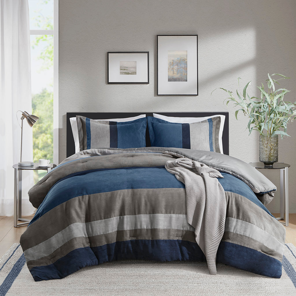 Comfort Spaces Pieced Faux Suede Comforter Set