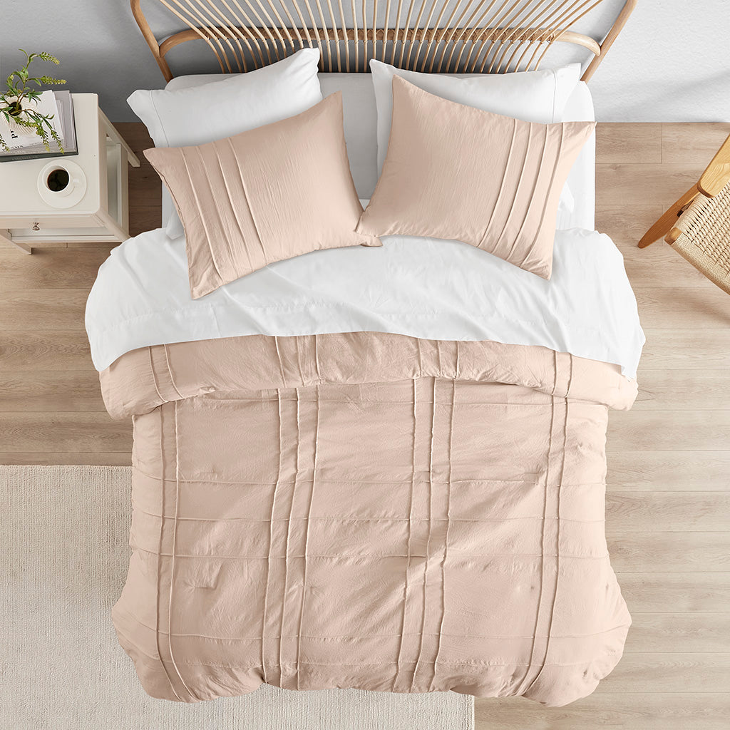 Comfort Spaces Soft Washed Pleated Comforter Set