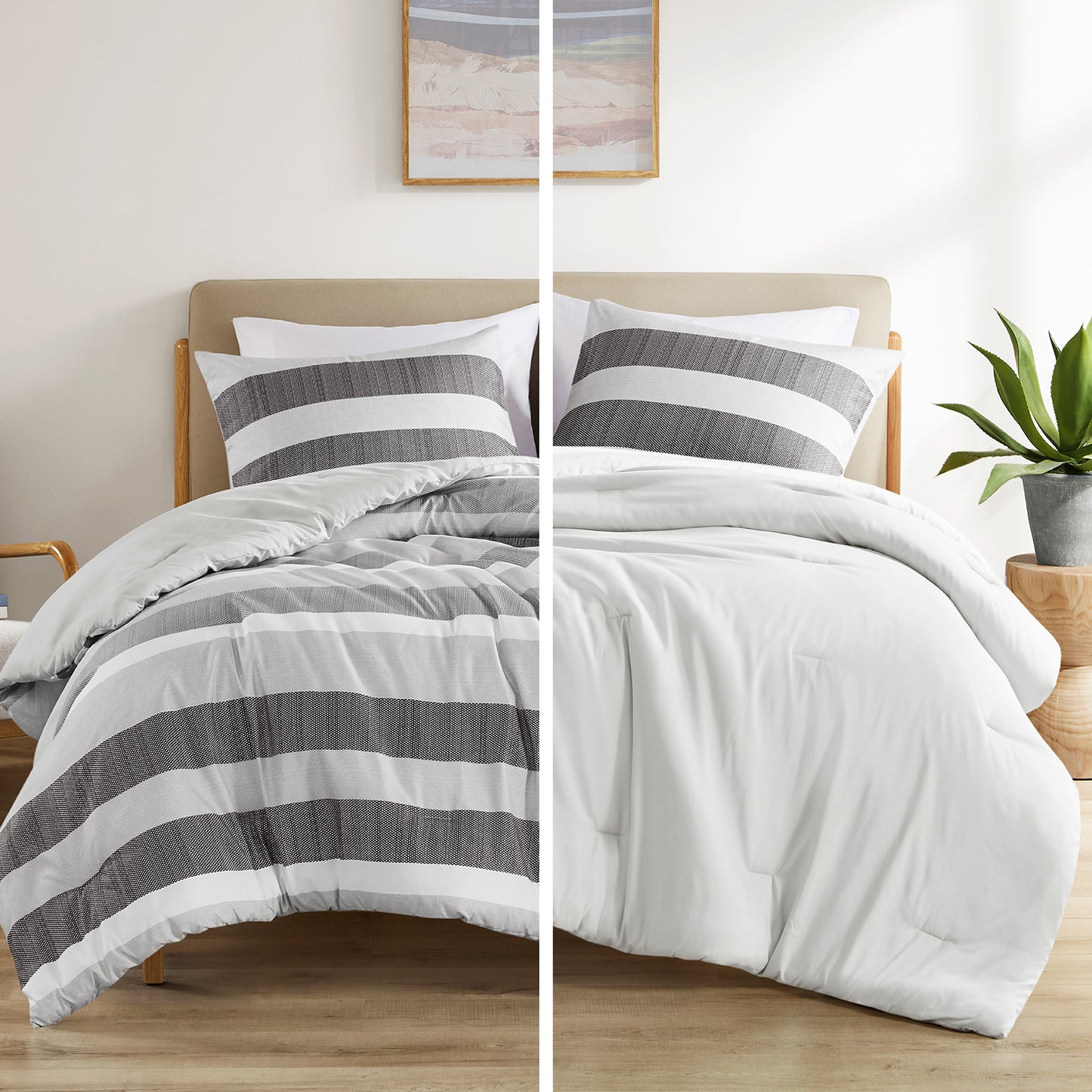 Comfort Spaces Stripe Textured Print Comforter Set