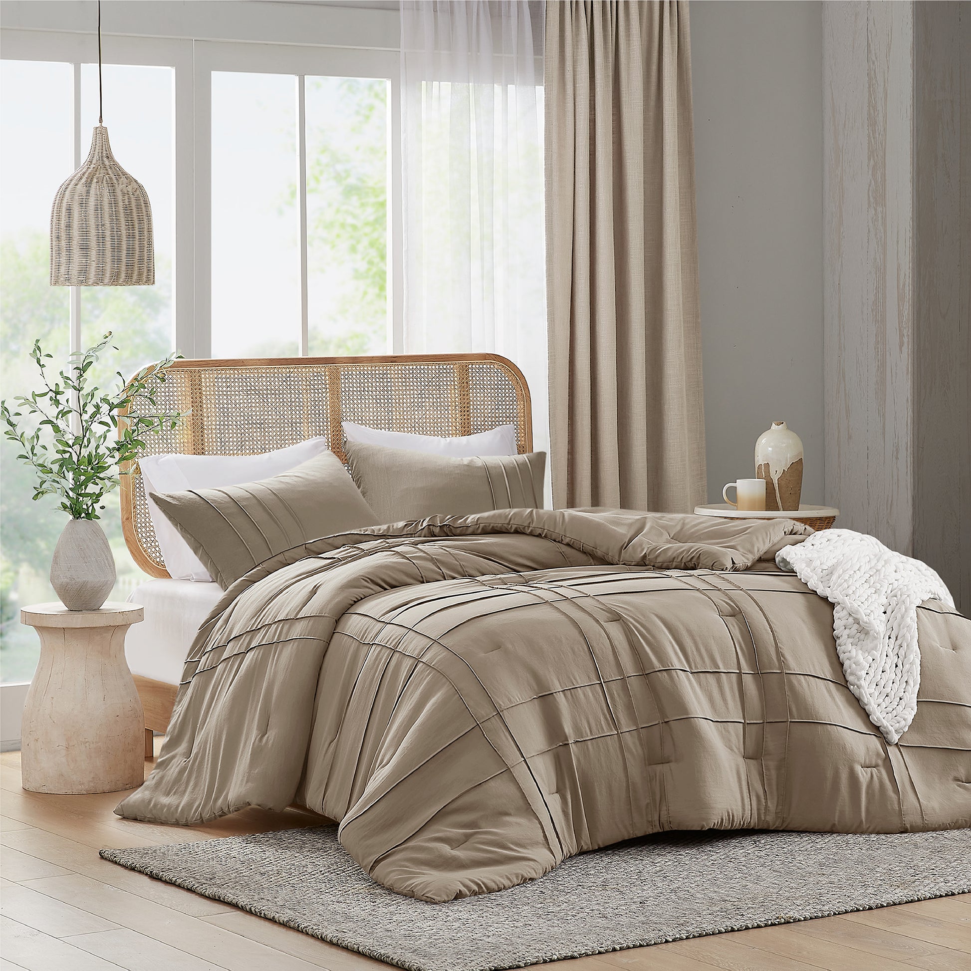 Comfort Spaces Soft Washed Pleated Comforter Set