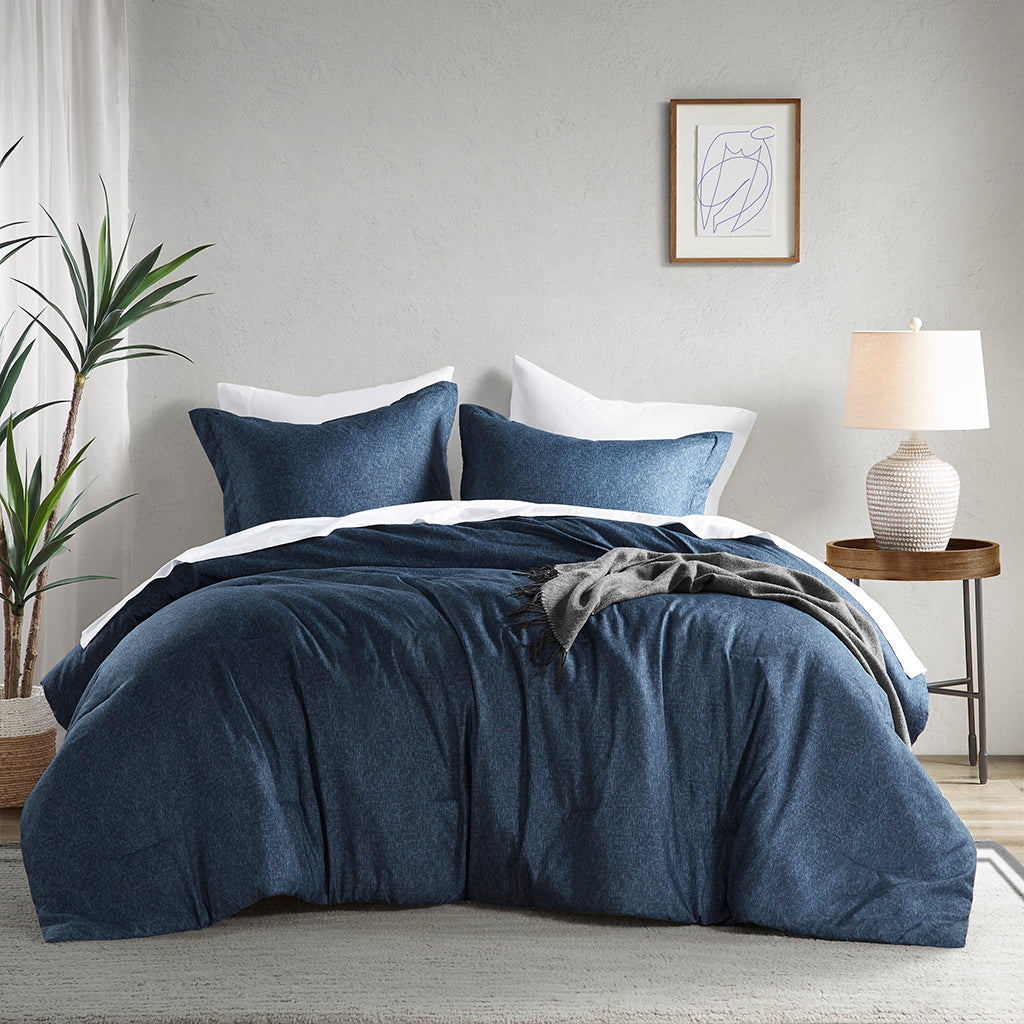 Comfort Spaces Chambray Print Solid Comforter Set