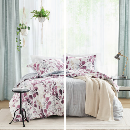 Comfort Spaces Reversible Floral Botanical Seersucker Comforter Set