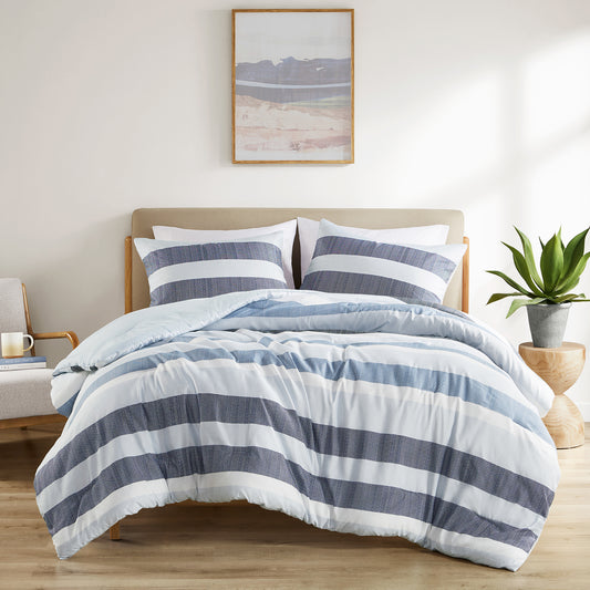 Comfort Spaces Stripe Textured Print Comforter Set