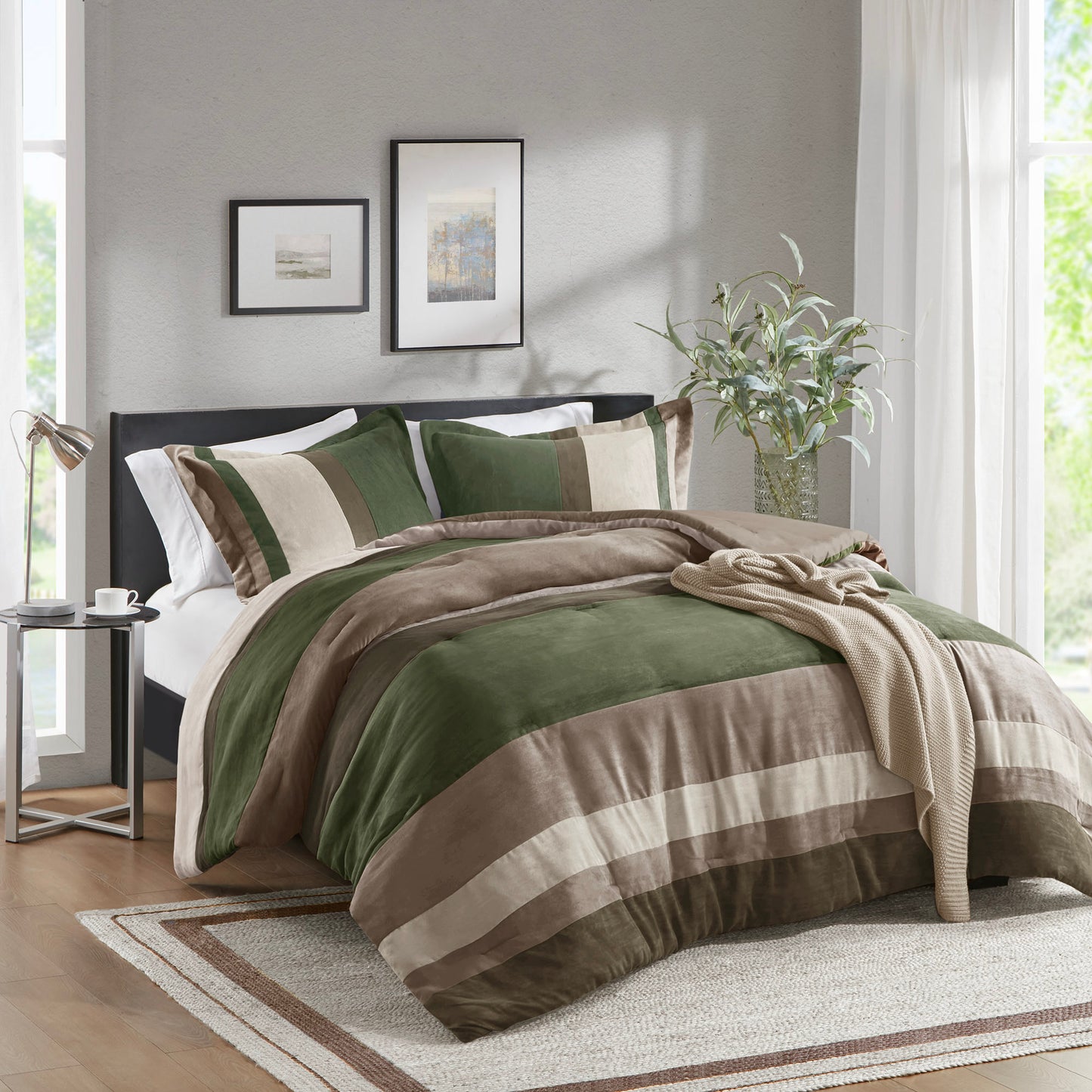 Comfort Spaces Pieced Faux Suede Comforter Set