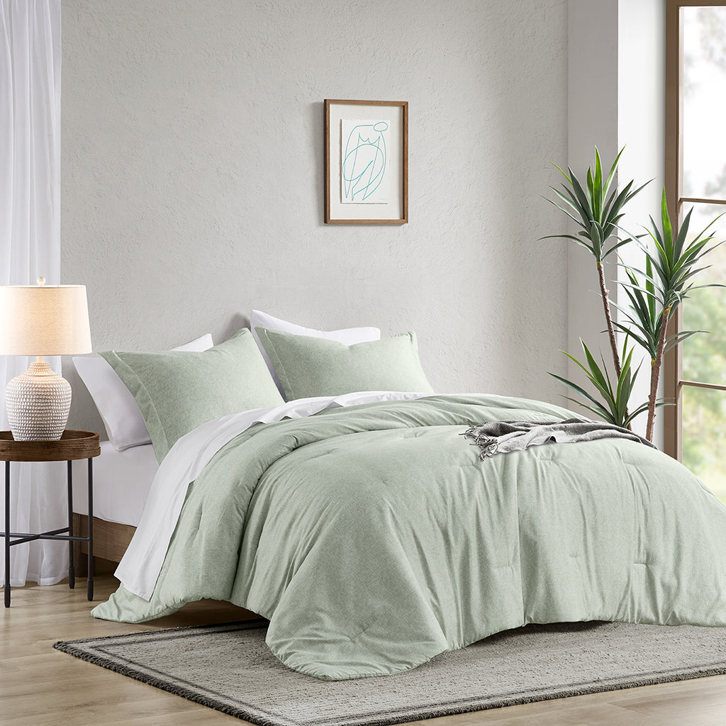 Comfort Spaces Chambray Print Solid Comforter Set