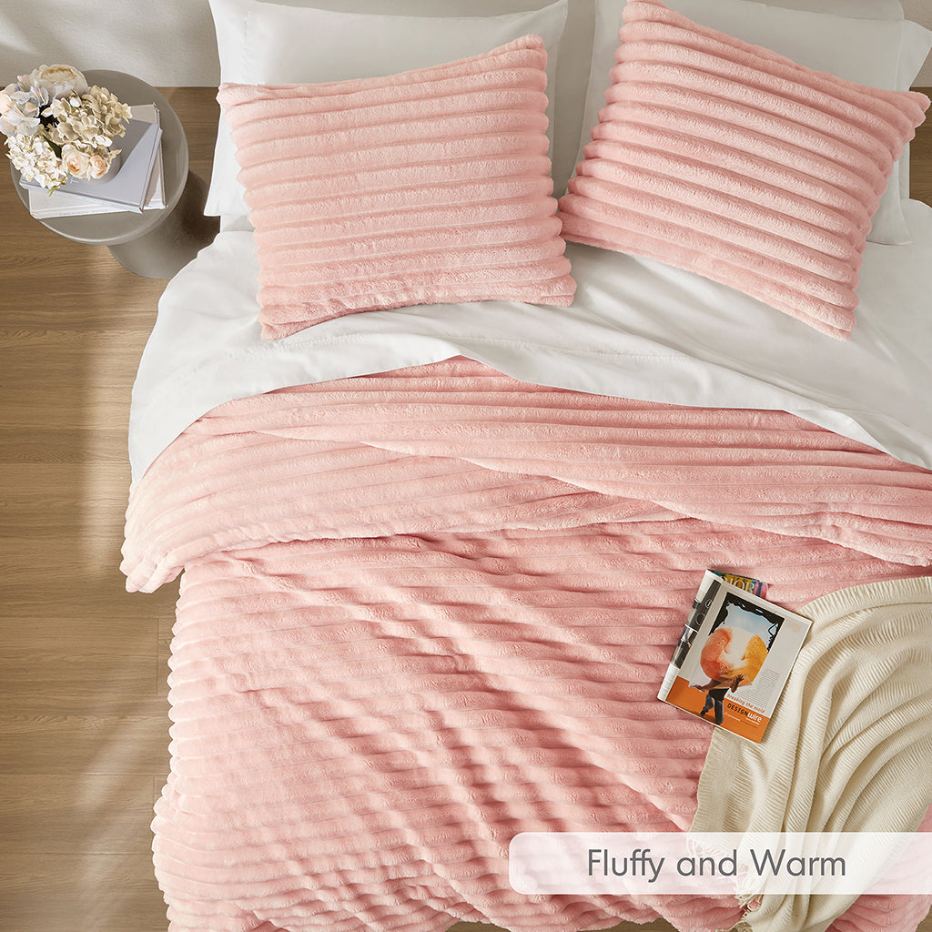 Intelligent Design Fluffy Ribbed Plush Comforter Set